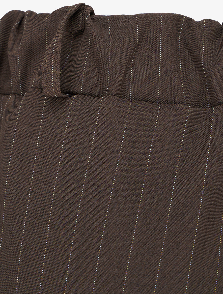 Pantalon rayé à taille élastiquée - Marron - 3