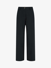 Pantalon rayé à taille élastiquée - Noir - 1