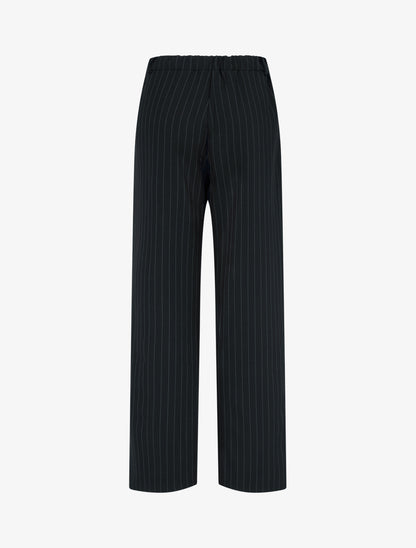 Pantalon rayé à taille élastiquée - Noir - 2