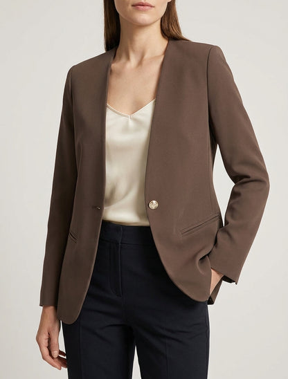 Effen blazer met knopen - Bruin