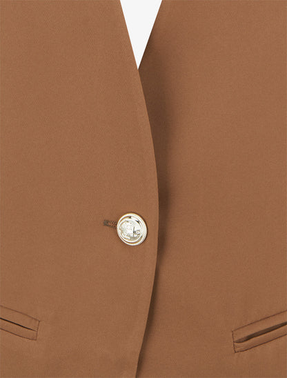 Blazer uni boutonné - Camel - 3