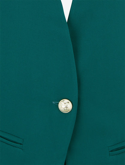 Blazer uni boutonné - Bleu canard - 3