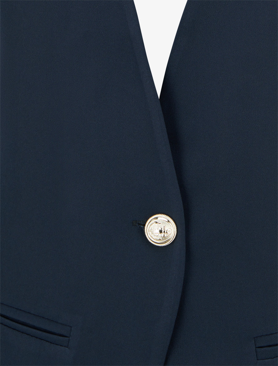 Blazer uni boutonné - Marine - 3