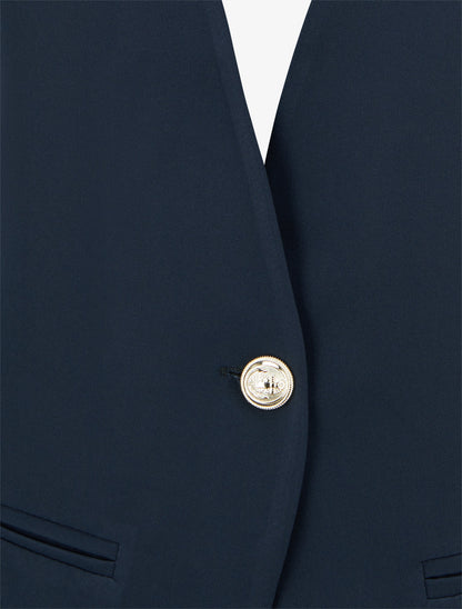 Blazer uni boutonné - Marine - 3