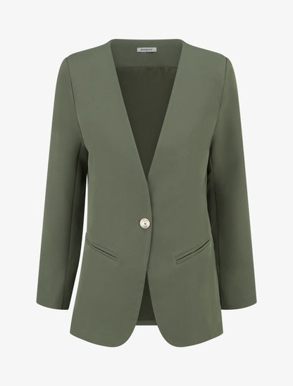 Blazer uni boutonné - Kaki - 1