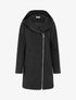Manteau feutré à capuche et zip asymétrique - Gris foncé - 1