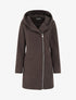 Manteau feutré à capuche et zip asymétrique - Marron - 1
