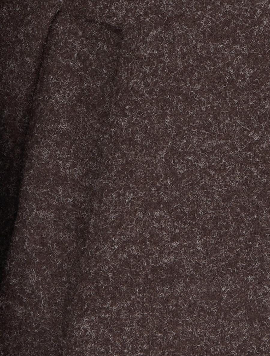 Manteau feutré à capuche et zip asymétrique - Marron - 3