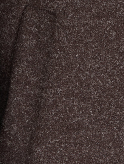 Manteau feutré à capuche et zip asymétrique - Marron - 3