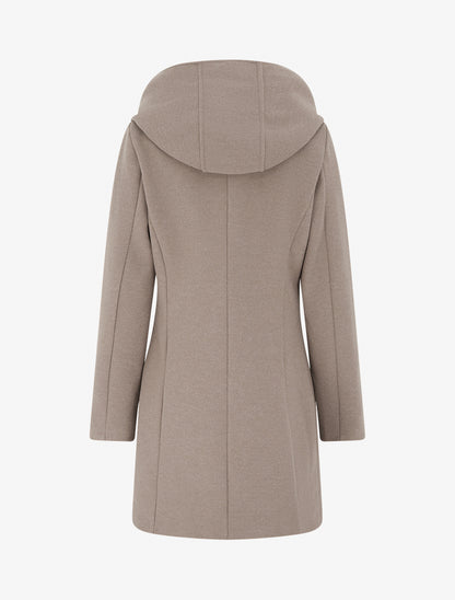 Manteau feutré à capuche et zip asymétrique - Taupe clair - 2