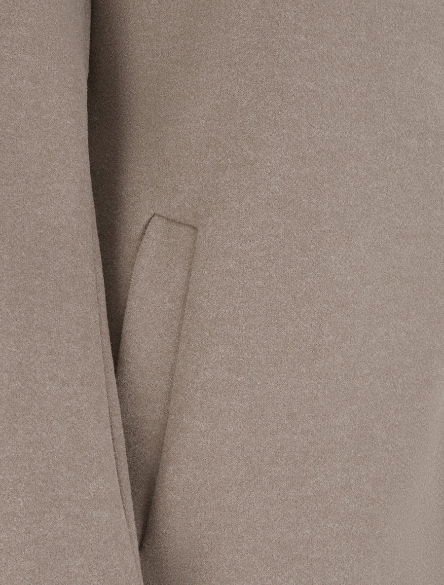 Manteau feutré à capuche et zip asymétrique - Taupe clair - 3