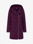 Manteau feutré à capuche et zip asymétrique - Lie de vin - 1