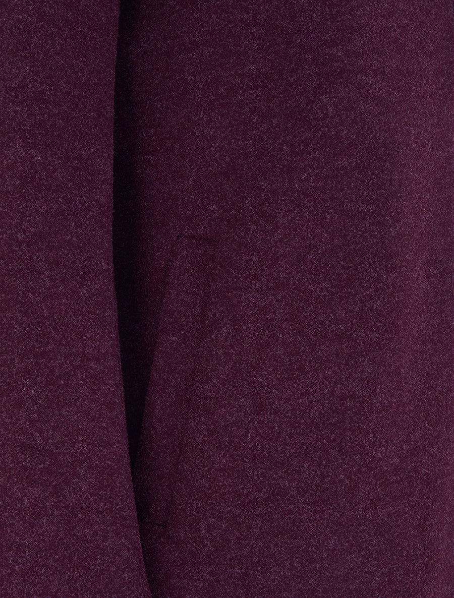 Manteau feutré à capuche et zip asymétrique - Lie de vin - 3