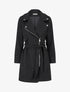 Manteau long à zip asymétrique ceinturé à la taille - Gris foncé - 1