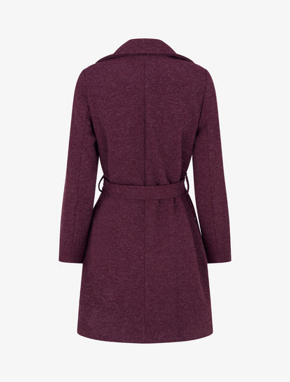 Manteau long à zip asymétrique ceinturé à la taille - Prune - 2