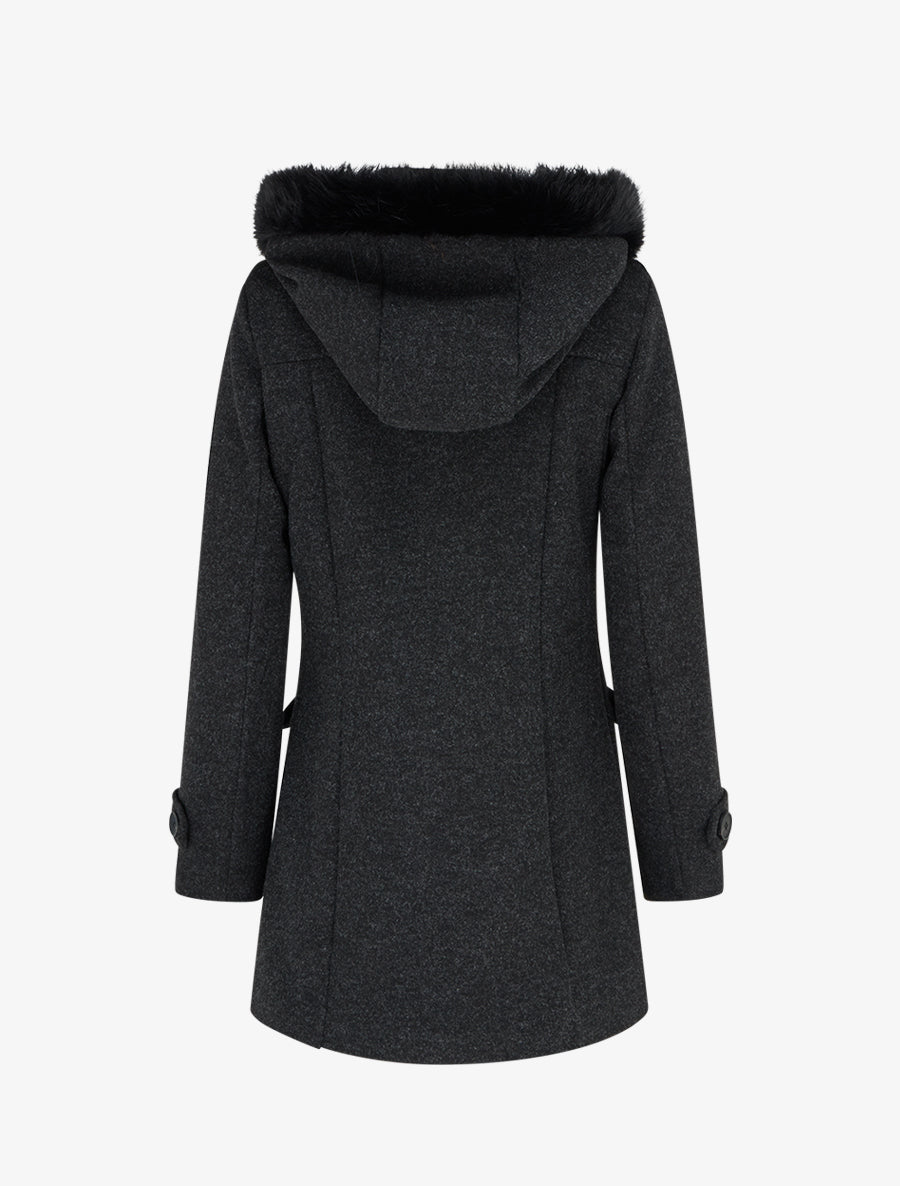 Duffle-coat uni à capuche - Gris anthracite - 2