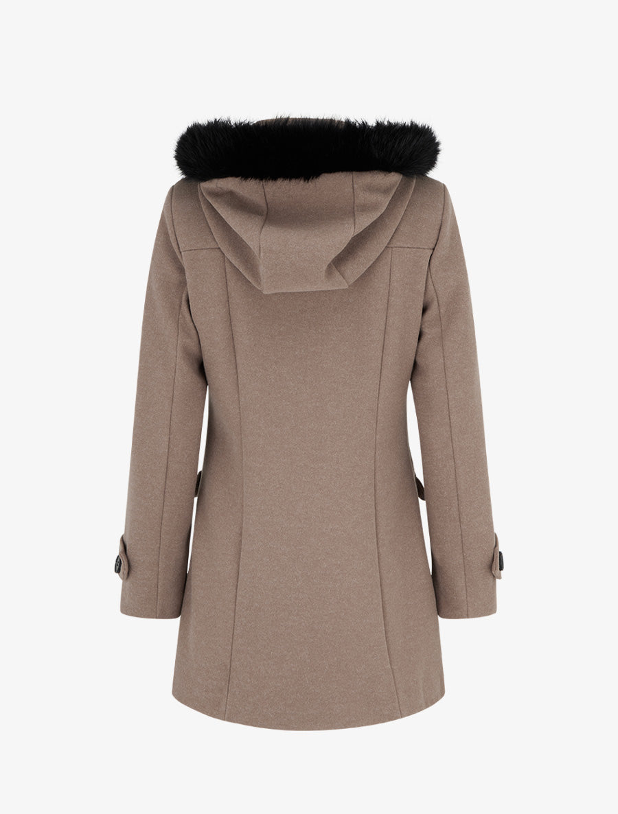 Duffle-coat uni à capuche - Taupe - 2