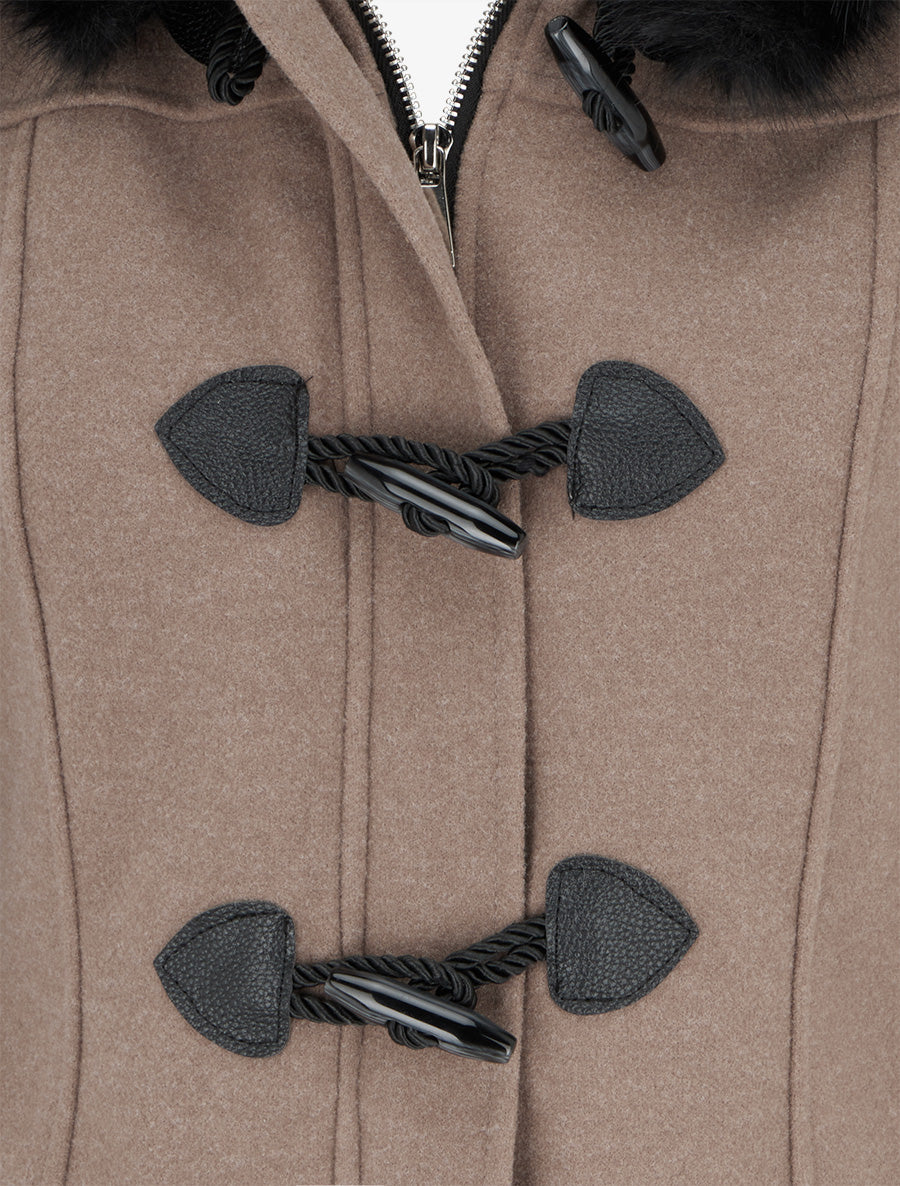 Duffle-coat uni à capuche - Taupe - 3