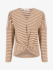 Pull dolman rayé et torsadé - Camel - 4