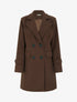 Manteau long croisé uni à col cranté et fermeture boutonnée - Marron - 1