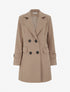 Manteau long croisé uni à col cranté et fermeture boutonnée - Beige foncé - 1