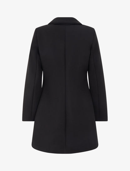 Manteau uni à col cranté - Noir - 2