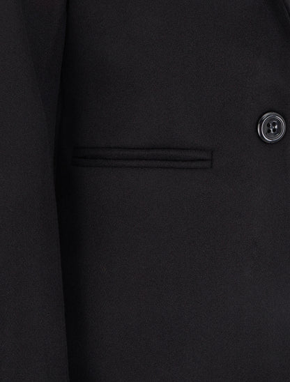 Manteau uni à col cranté - Noir - 3