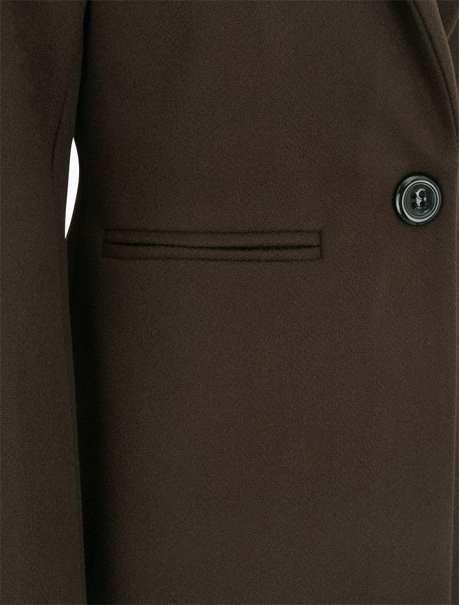 Manteau uni à col cranté - Chocolat - 3