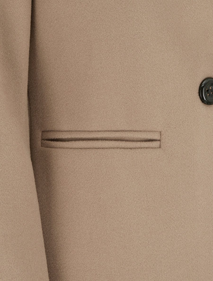 Manteau uni à col cranté - Beige foncé - 3