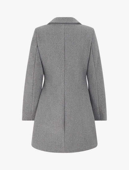 Manteau uni à col cranté - Gris clair - 2