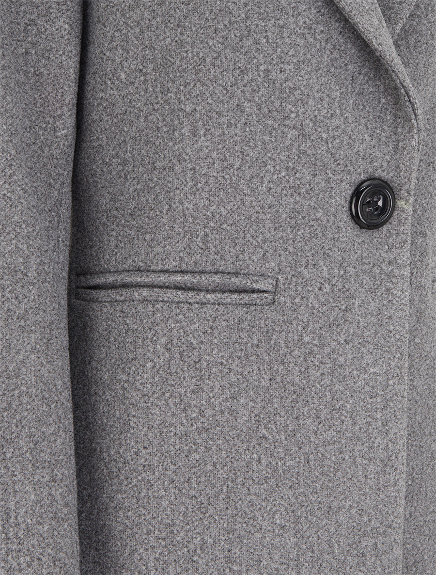 Manteau uni à col cranté - Gris clair - 3