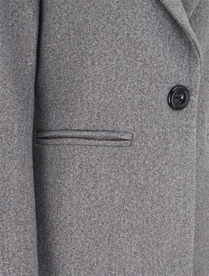 Manteau uni à col cranté - Gris clair - 3