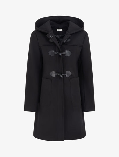 Duffle-coat droit à capuche - Noir - 1