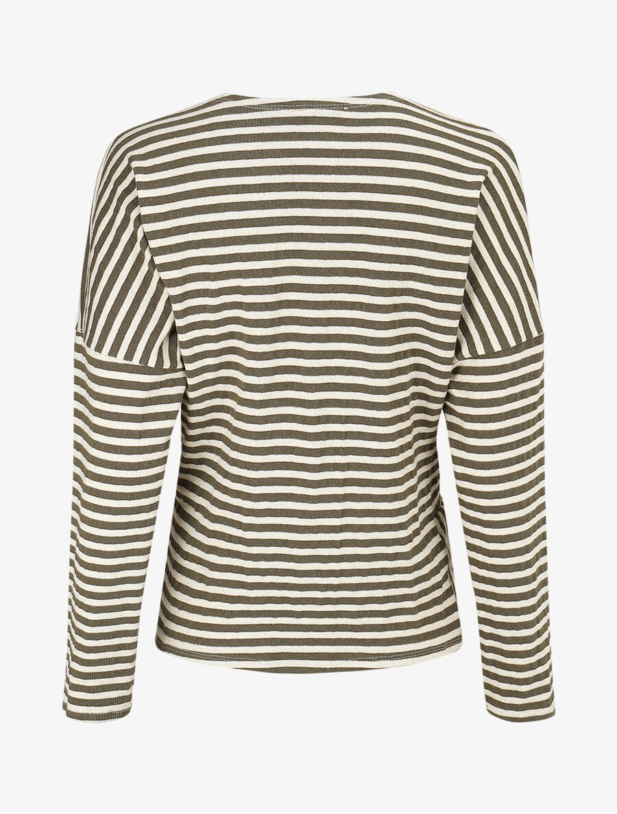 Pull dolman rayé et torsadé - Kaki - 2