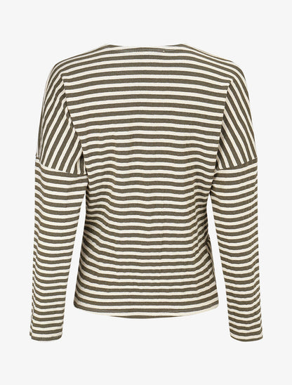 Pull dolman rayé et torsadé - Kaki - 2