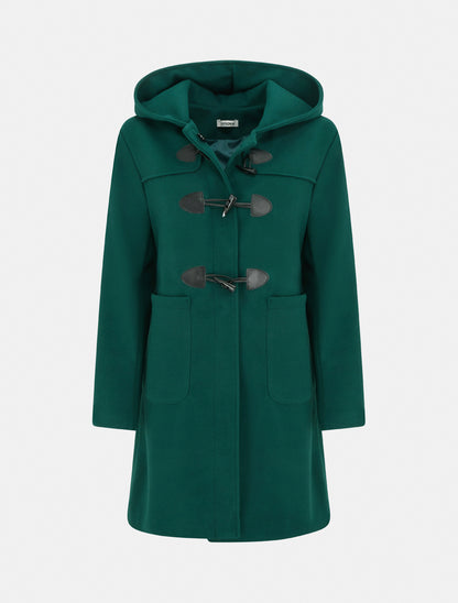 Duffle-coat droit à capuche - Vert foncé - 1