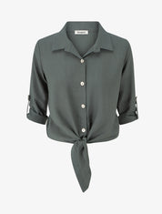 Chemise unie à nouer - Kaki - 1