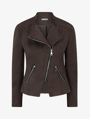 Veste style perfecto en suédine - Marron