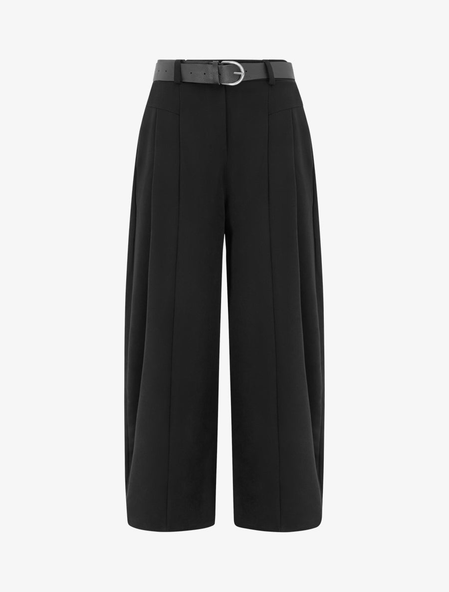 Pantalon coupe ample taille haute - Noir - 1
