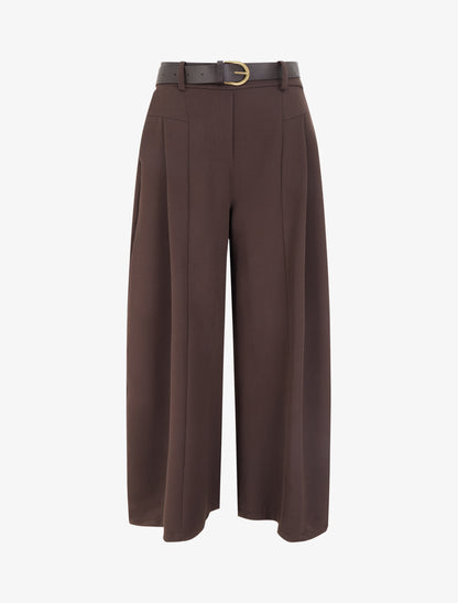 Pantalon coupe ample taille haute - Chocolat - 1
