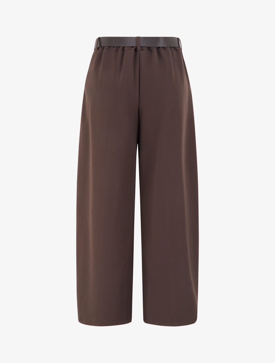 Pantalon coupe ample taille haute - Chocolat - 2