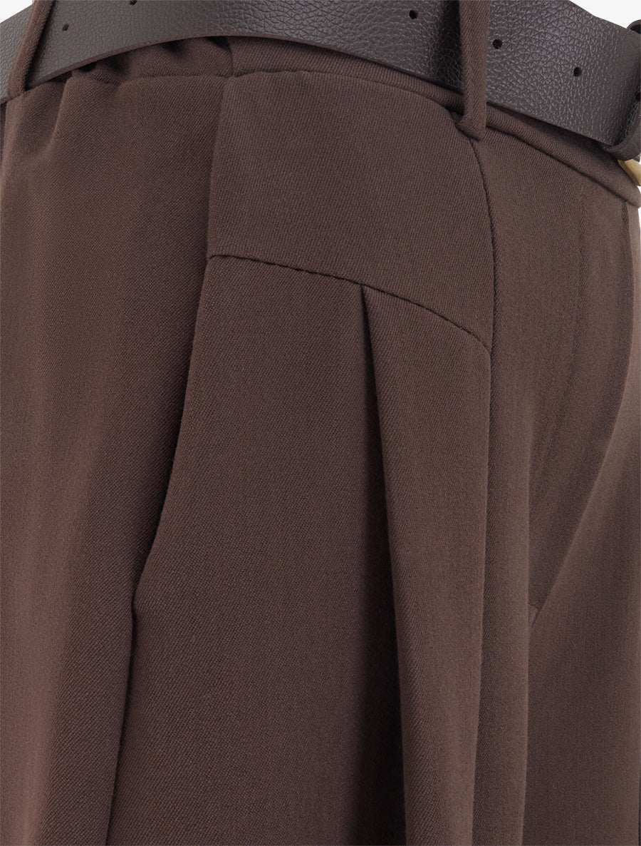 Pantalon coupe ample taille haute - Chocolat - 3
