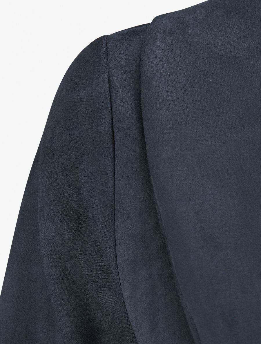 Trench long uni en suédine - Marine - 3