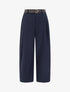 Pantalon coupe ample taille haute - Marine - 1