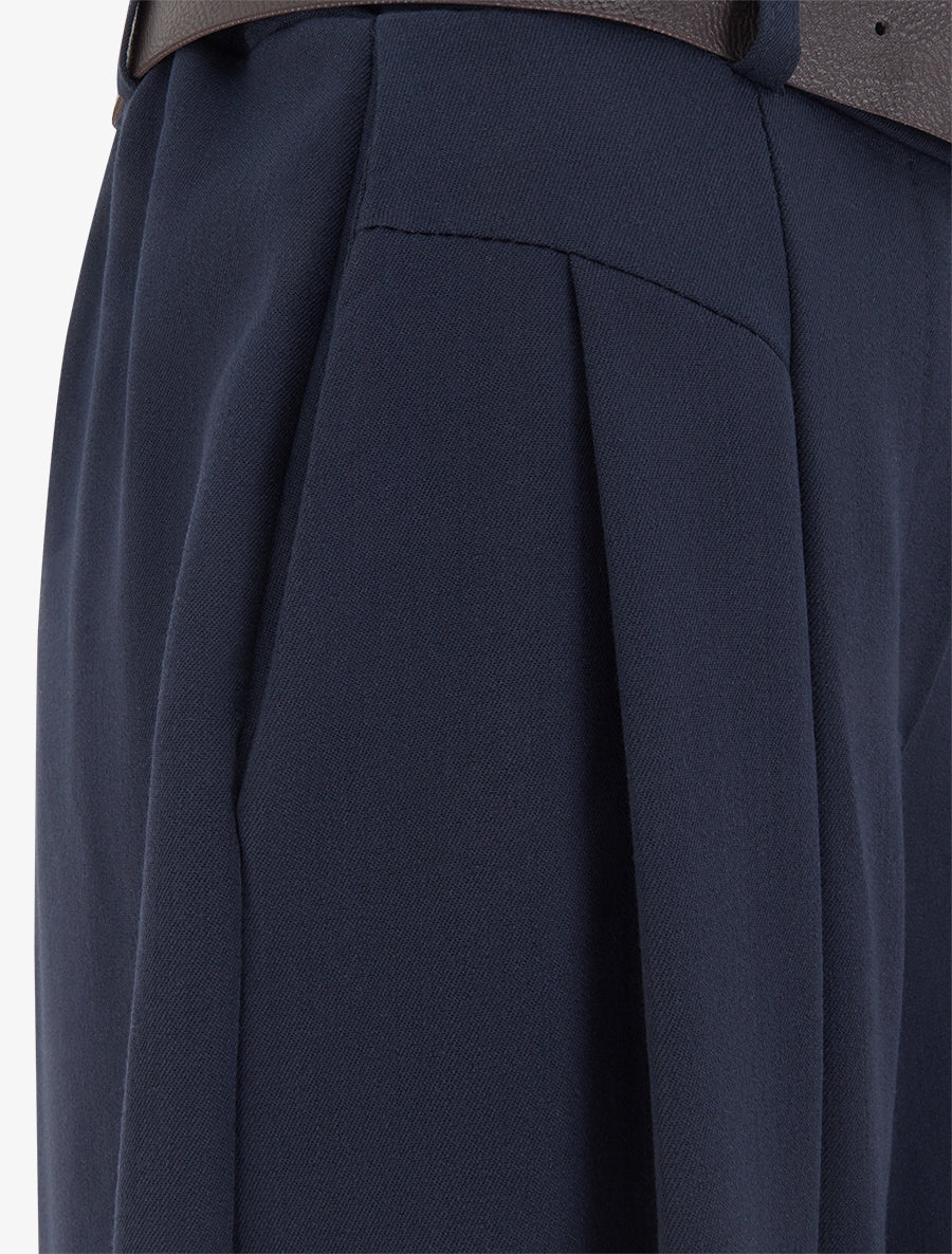 Pantalon coupe ample taille haute - Marine - 3