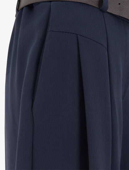 Pantalon coupe ample taille haute - Marine - 3