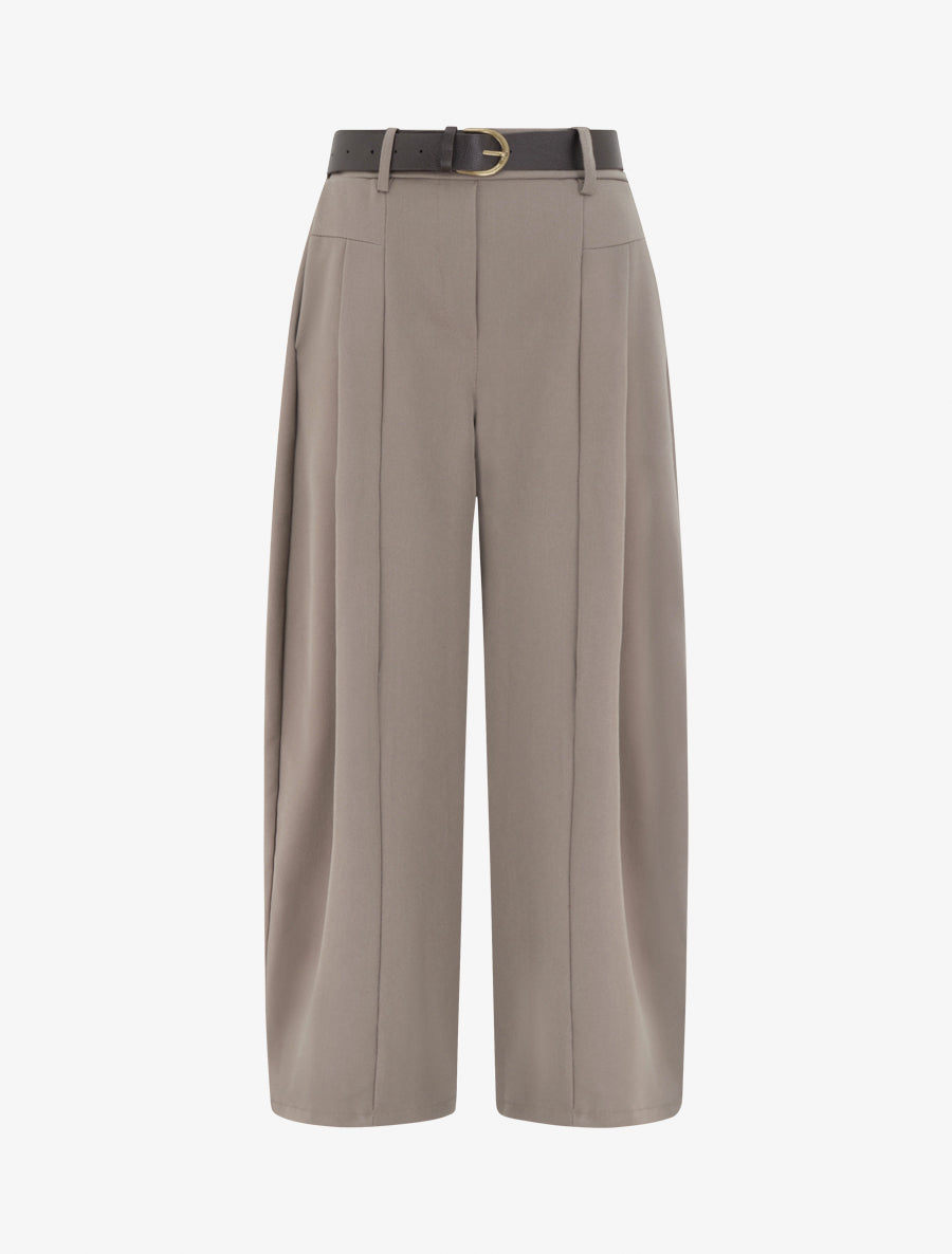 Pantalon coupe ample taille haute - Taupe - 1