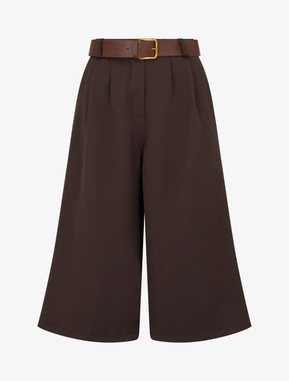 Bermuda ample taille haute - Marron - 1