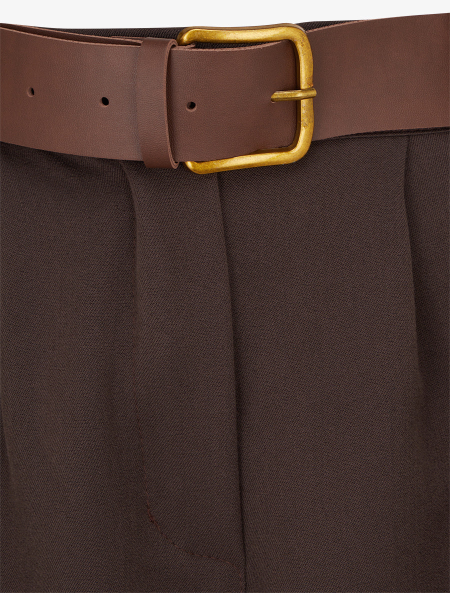 Bermuda ample taille haute - Marron - 3