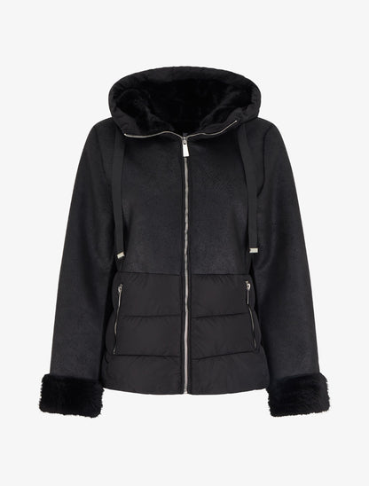 Manteau bimatière à intérieur fourrure synthétique - Noir - 1